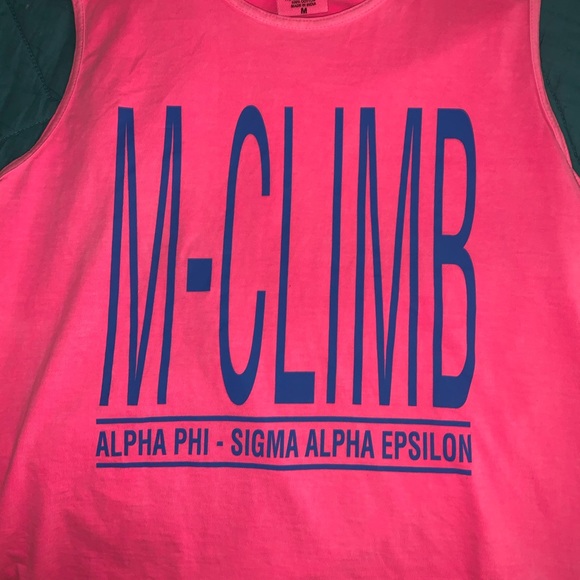 neon pink alpha phi and sae m climb tank top - Picture 1 of 1